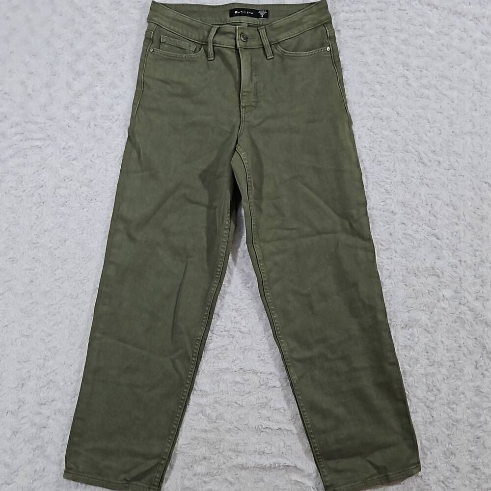 Athleta Flex Straight Crop Jean Olive NWOT Stretch Casual Dressy Womens Size 2